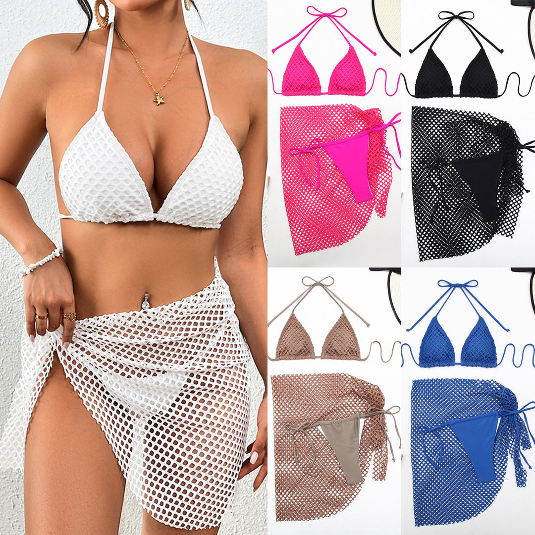 Dame Triangel-Bikini med raffineret netdesign og passende omslagsshort Stilla