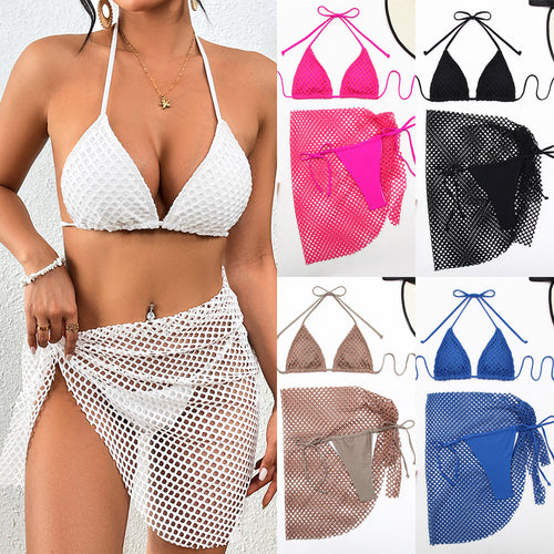Dame Triangel-Bikini med raffineret netdesign og passende omslagsshort Stilla