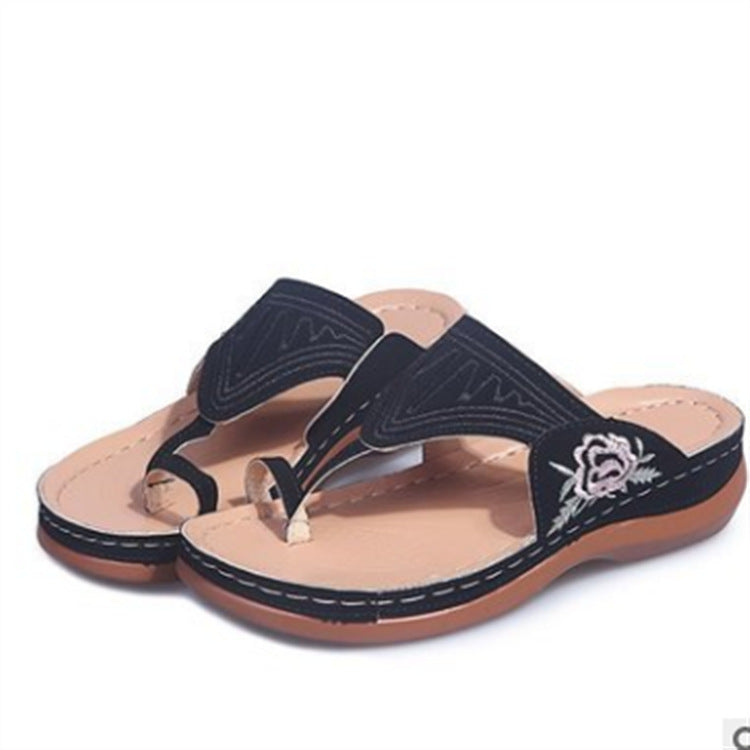 Dame Zehentrenner-sandaler med blomstret design og komfortabelt fodseng Stilla