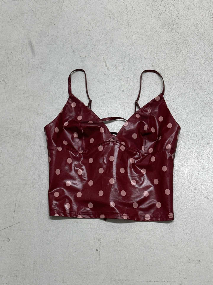 Dame tanktop med legende prikmønster og raffinerede stropdetaljer Skovae