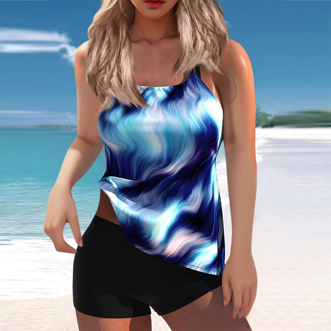 Dame Sporty Tankini-set med stilfuld top og behagelige shorts Skovae