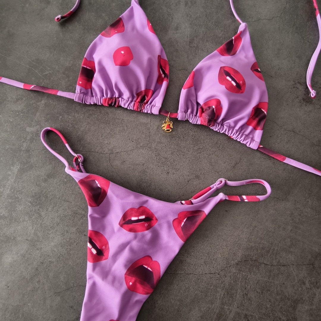 Dame bikini-sæt med justerbar trekantstop og højt skåret hoftebånd Skovae