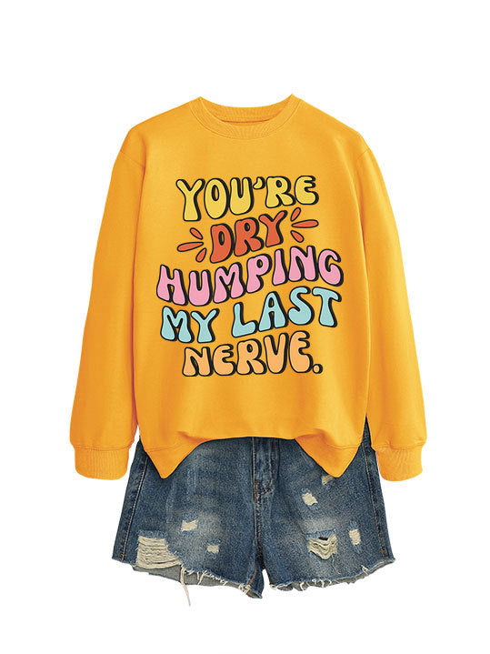 Kvinders sweatshirt med muntert tegneserie slogan og afslappet snit Stilla