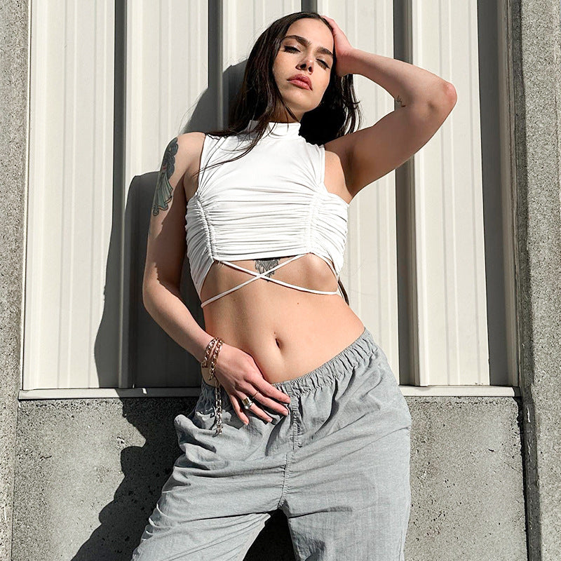 Femme Stilfuldt Rynket Crop Top Stilla