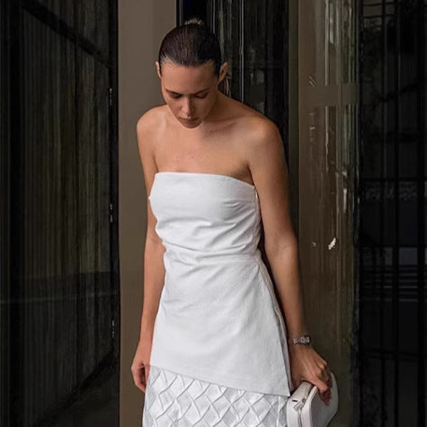 Dame Strapless top med figursyet pasform og sidelægning detalje Stilla