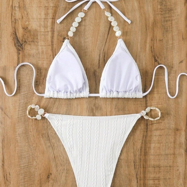 Femme Perlen Trekant Bikini Sæt Stilla