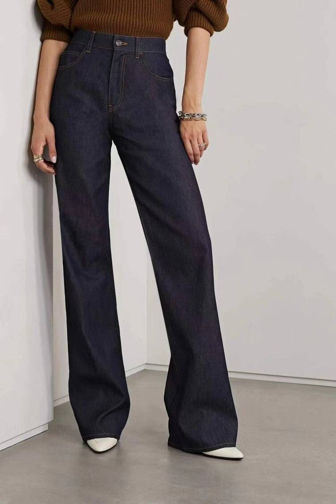 Dame bred Flared Jeansbukser lavet af højkvalitets denim med klassisk talje og elegant snit Stilla