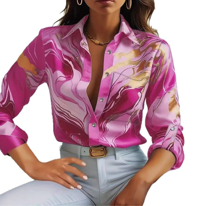 Dame Trendy Bluse med marmorert mønster Stilla