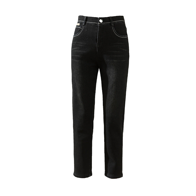 Dame højt skåret jeans med elastisk talje og afslappet pasform Stilla