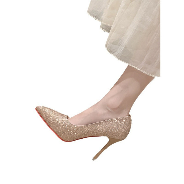Damer Glitrende High Heels med elegant spids design og skridsikkert fodseng Stilla