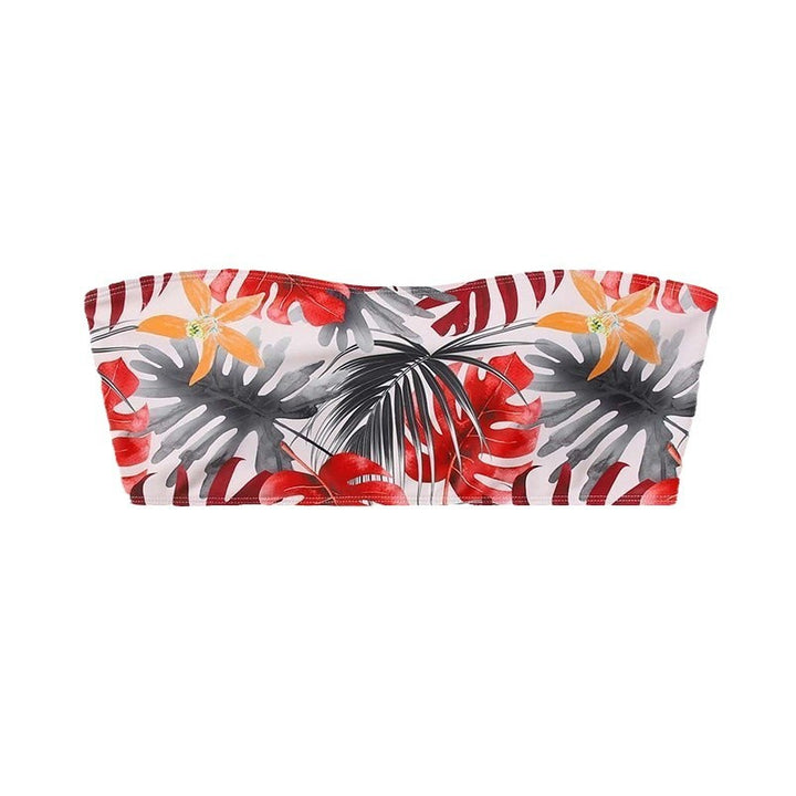 Dame Bandeau-bikinioverdel med luksuriøst blomsterdesign Skovae