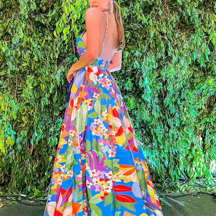 Dame Maxi-kjole med farverigt blomsterdesign Stilla
