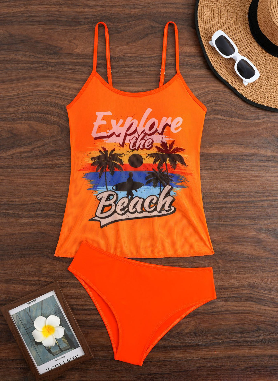 Dame Sporty Tankini-sæt med trendy print Skovae