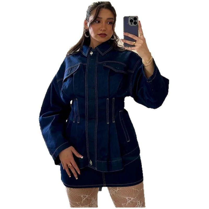 Kvinders stilfulde denimjakke med brede ærmer og skræddersyet design Stilla