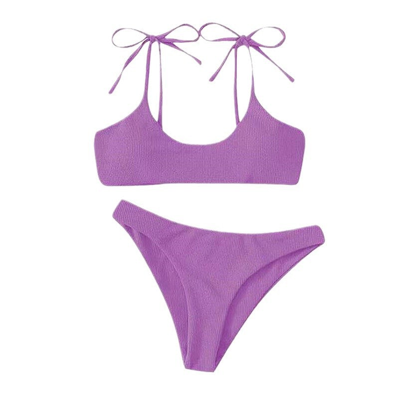 Kvinder Ribbet String-Bikini-Sæt Stilla