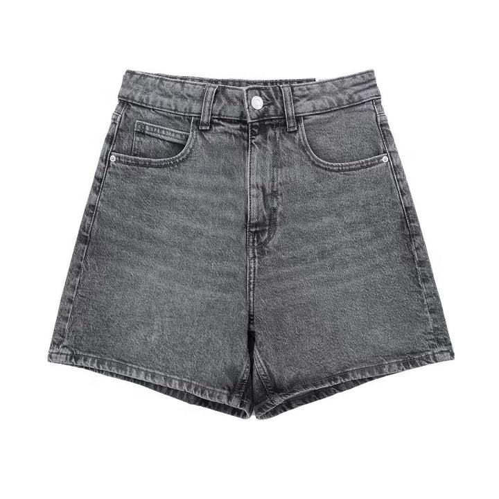 Dame jeansshorts i afslappet vintage-stil med høj talje Skovae