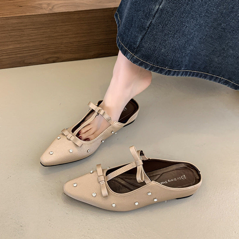Dame elegant spidsed slippers med strass-accenter Stilla