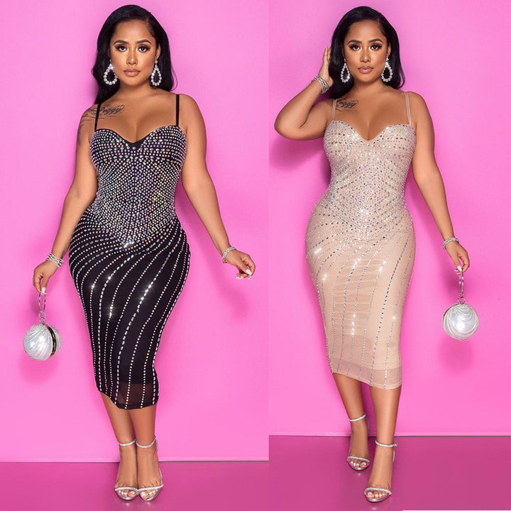 Dame Bodycon Glimmer Midi Kjole Stilla