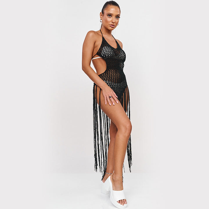 Dame Strik-Franje Cover-Up Kjole Stilla