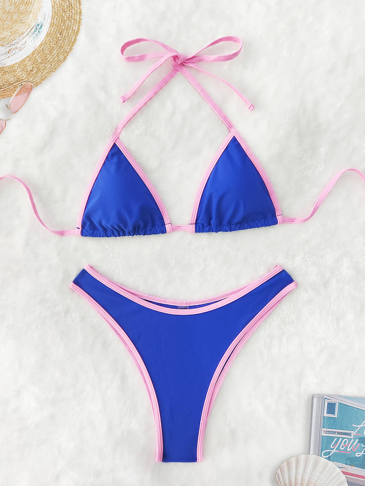 Dame Triangel-Bikini med spændende stribe-design Skovae