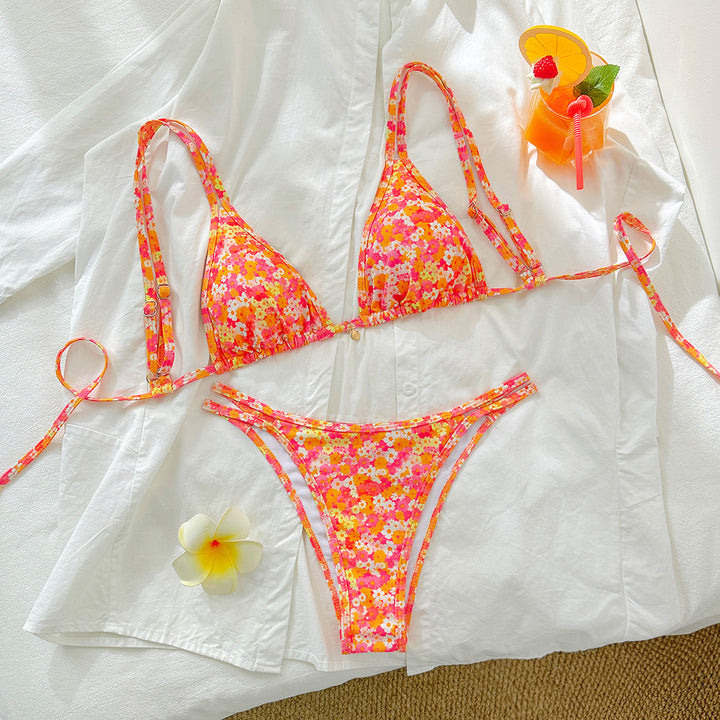 Dame triangel-bikini med blomsterdesign Skovae