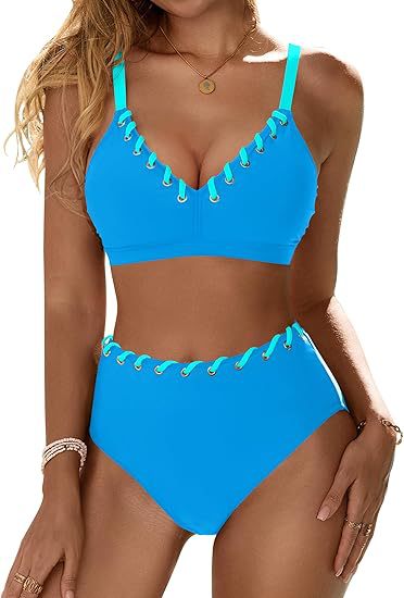 Dame Højskåret Bikini med Snøre detaljer Skovae