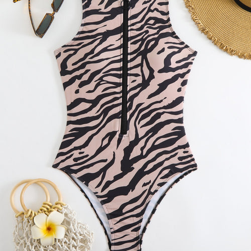 Dame High-Neck Zip-Up Badedragt Stilla