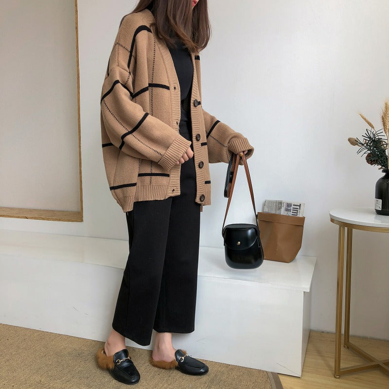 Kvinders stilfulde cardigan med koordineret blokdesign Stilla
