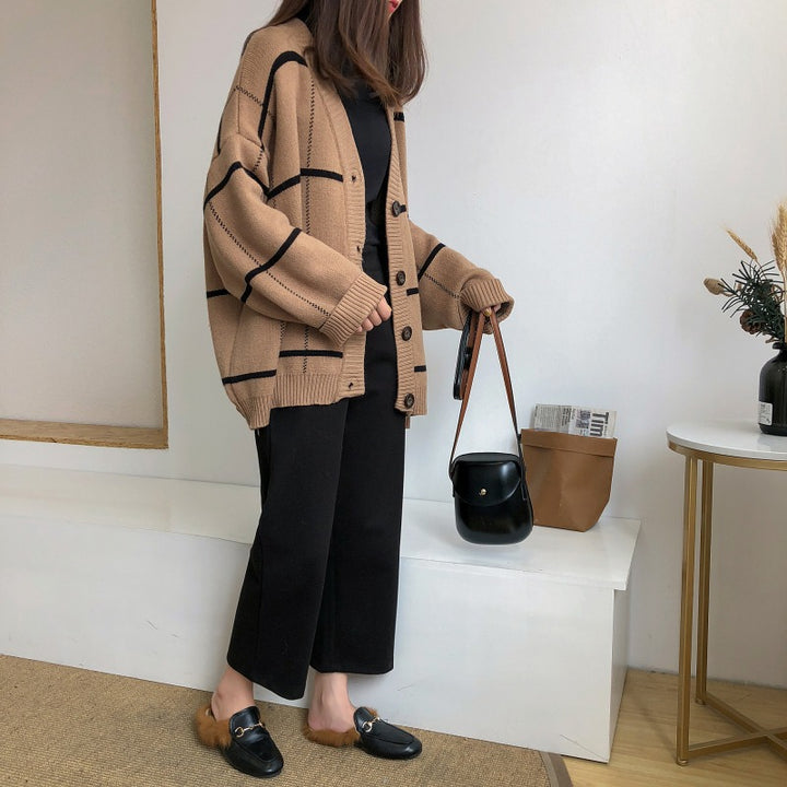 Kvinders stilfulde cardigan med koordineret blokdesign Stilla