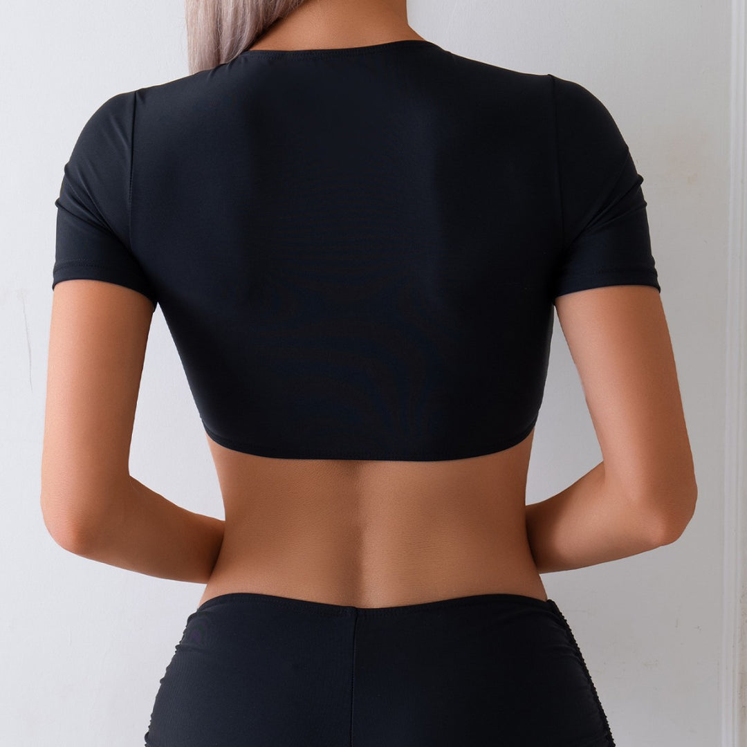 Dame Sporty Top med elastiske snore og højskårne shorts Stilla