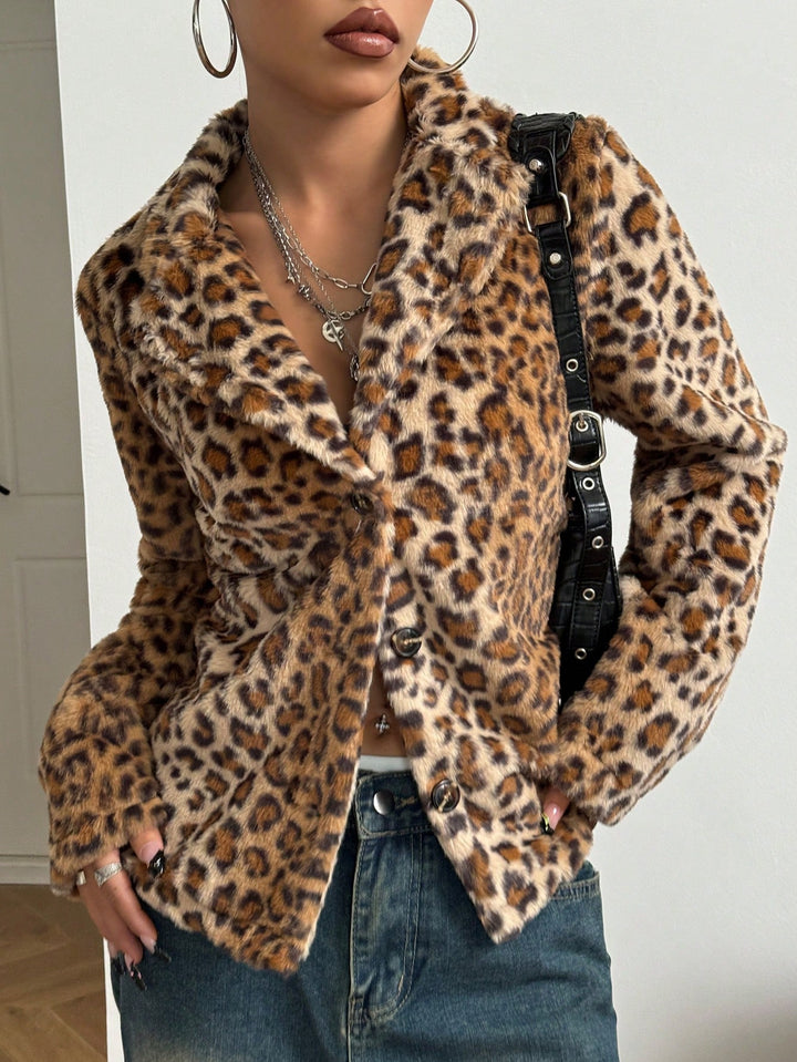 Kvinders elegante leopardprint blazerjakke Stilla