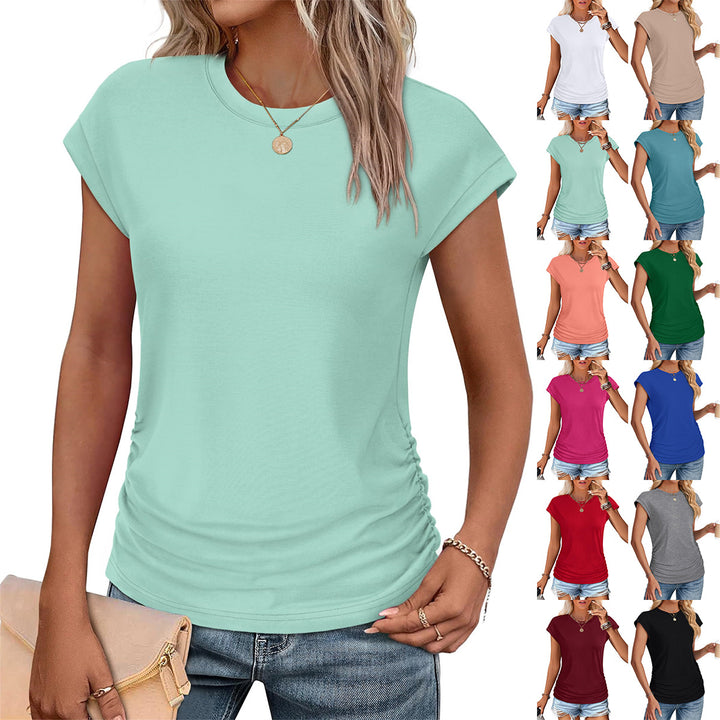 Dame afslappet T-shirt med rynke Stilla