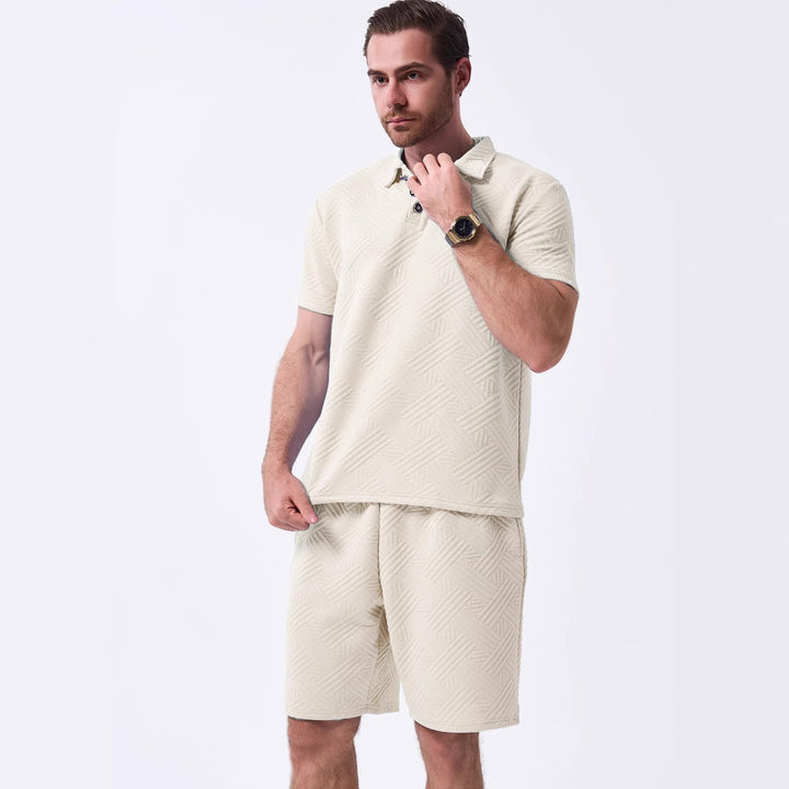 Herrer sporty kortærmet polo skjorte og shorts-sæt med åndbart design og moderne struktur Stilla