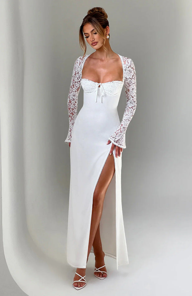Damer Elegant Maxi Kjole med sofistikeret snit og skinnende stof