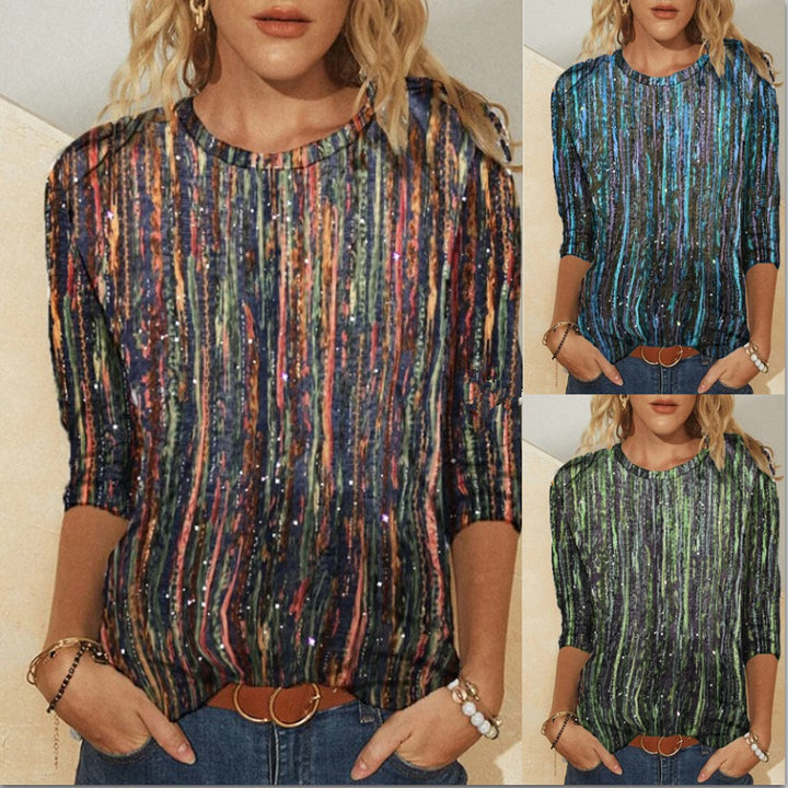 Dame Luxus Sweatshirt med Glitterstriber Stilla