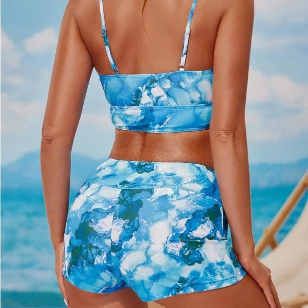 Dame bikini-sæt med justerbar top og komfortabel shorts Skovae