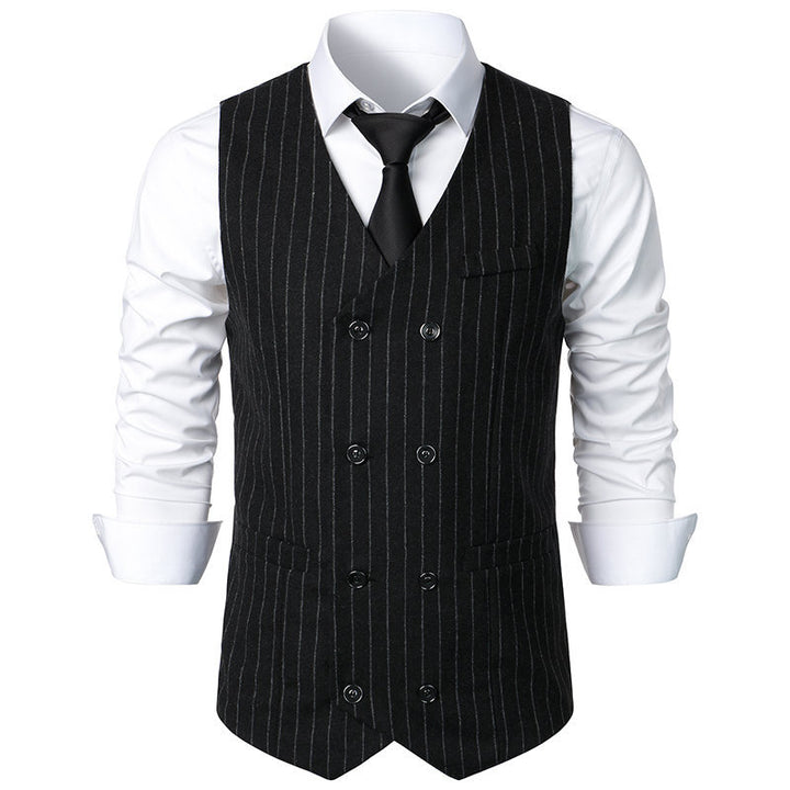 Herrer Double-breasted Nålstribet Vest Stilla