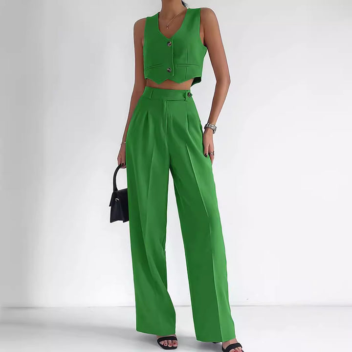 Dame Mode Sæt med elegant Bustier-overdel og bredt bukseben Stilla