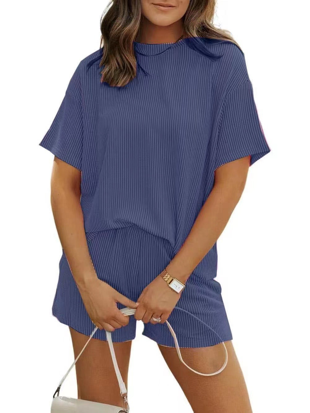 Dame fritidsoutfit med stribet design og løs pasform Stilla