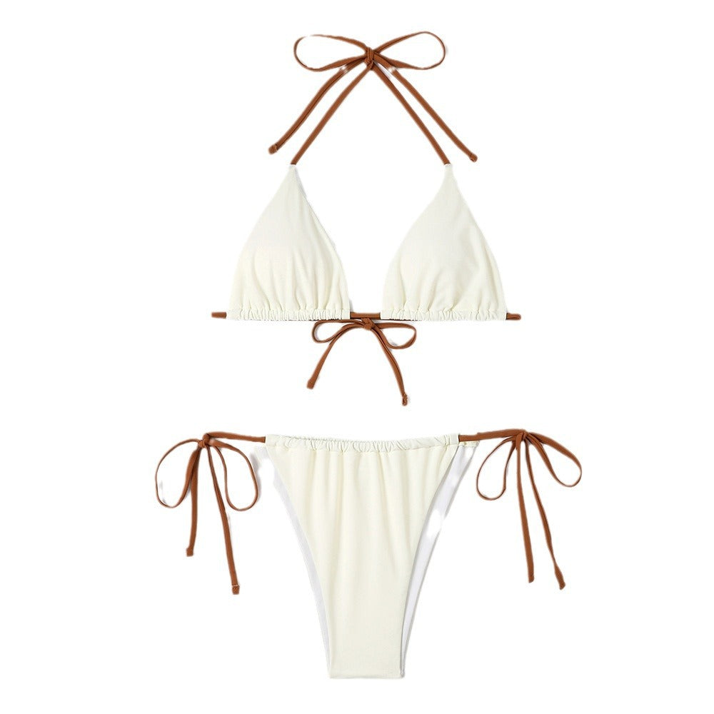 Dame triangel-bikini med justerbare stropper og kontrasterende bånd Stilla