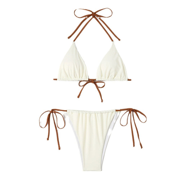 Dame triangel-bikini med justerbare stropper og kontrasterende bånd Stilla