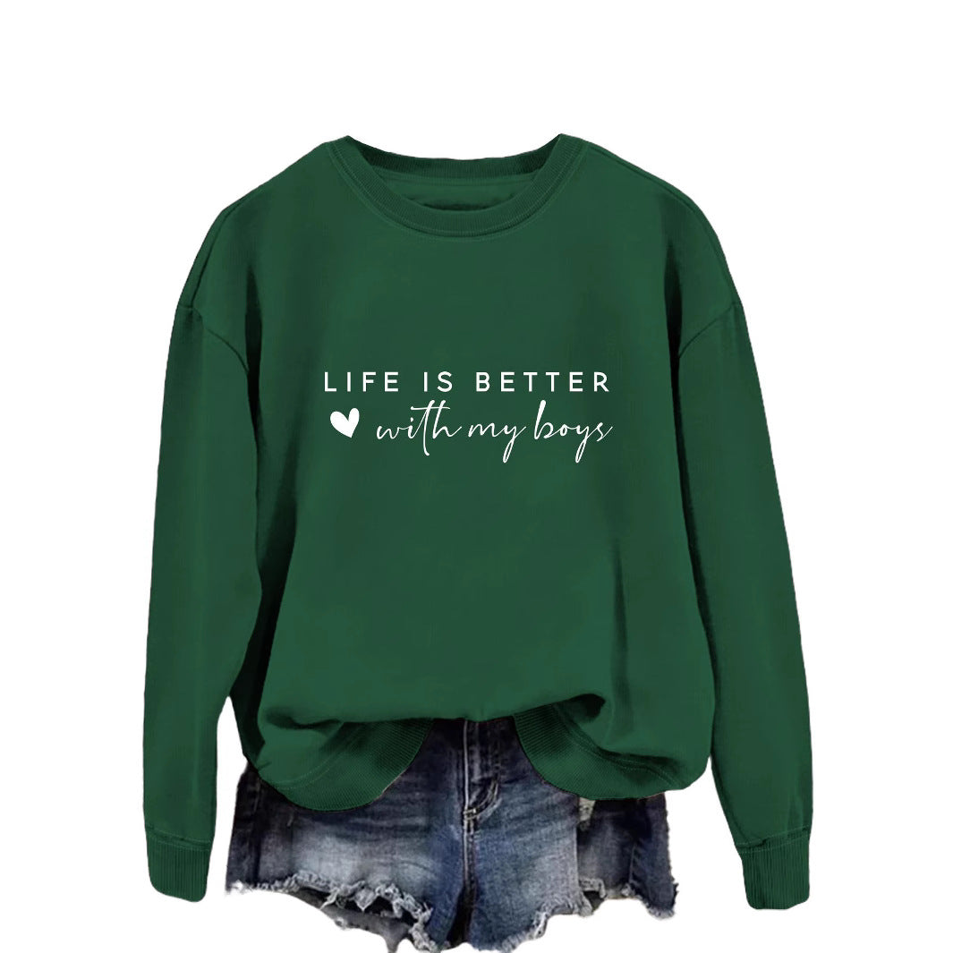 Kvinders hyggelige crew neck sweater med inspirerende print Stilla