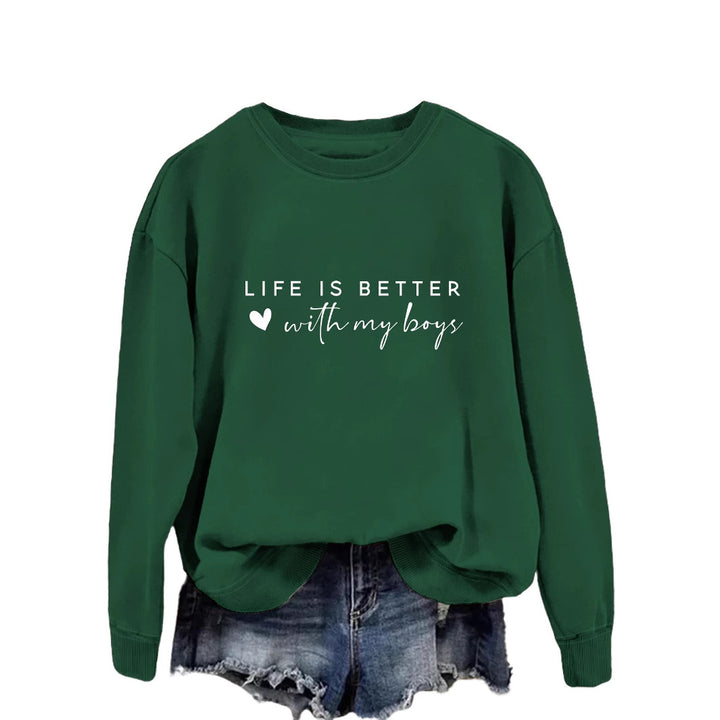 Kvinders hyggelige crew neck sweater med inspirerende print Stilla