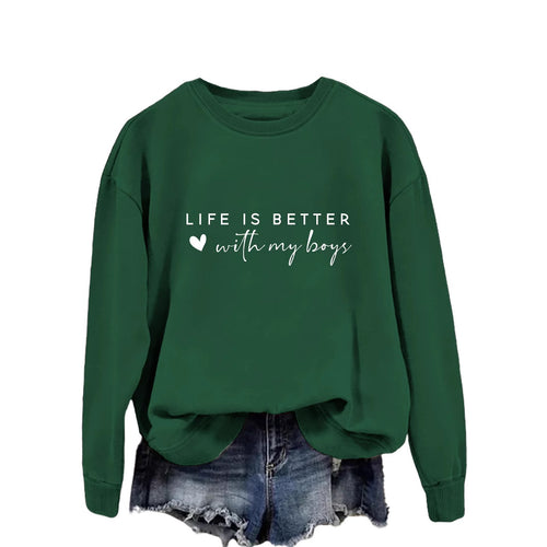 Kvinders hyggelige crew neck sweater med inspirerende print Stilla