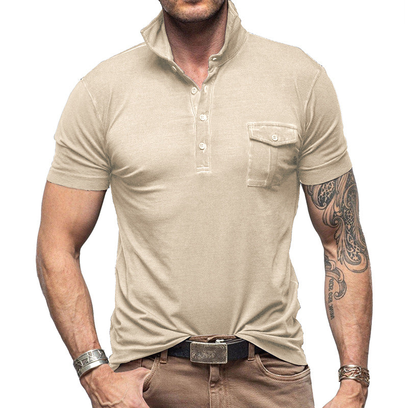 Herrer Poloshirt med praktisk brystlomme og moderne ståkrave Stilla