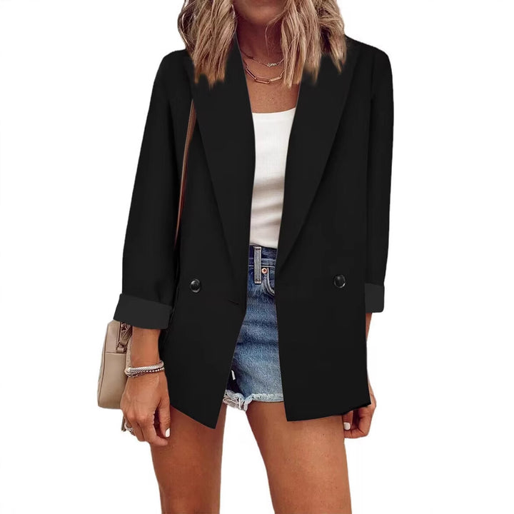 Dame Elegant Oversized Blazer med dobbeltrække af knapper og stilfulde detaljer Stilla