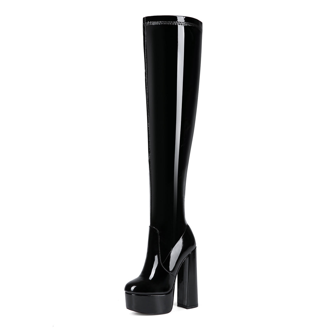 Femme Højglans Over-knæ Platform Stiletto Støvler Stilla