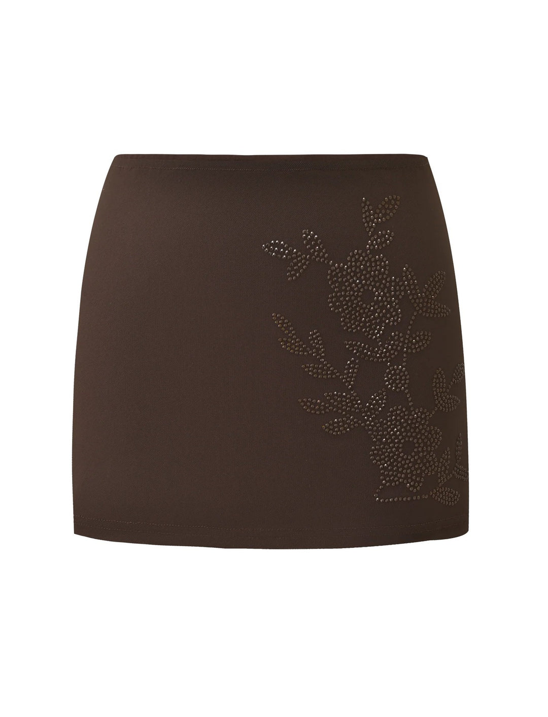 Damer Modisk Miniskirt med blomsterstrassmotiver Skovae