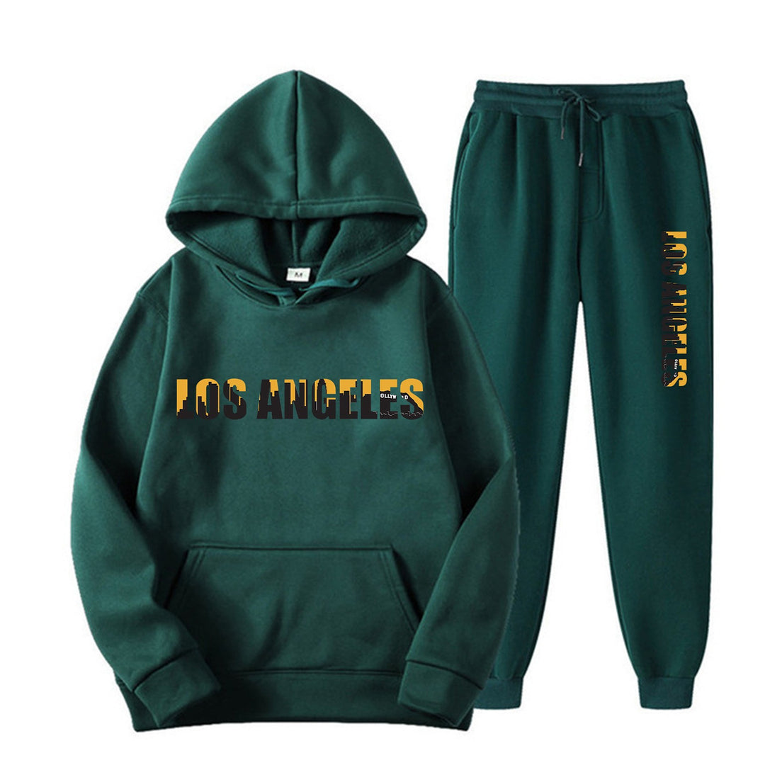 Kvinders fritids hoodie og joggingbukser sæt med casual Los Angeles skrifttype Skovae