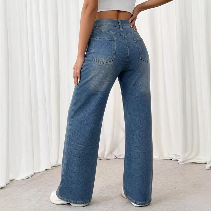 Dame baggy jeans med kunstnerisk tryk Skovae